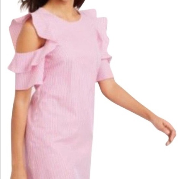 J. McLaughlin Juliette Dress Cold Shoulder Raspberry Pink White Size Small - Picture 2 of 8